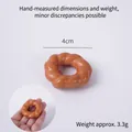 Mini brown donut shaped squishy PU bread model with 4cm diameter dimension view - Mini Round Twist Pretzel