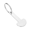Polished silver stainless steel shopping trolley token keychain with a round key ring - Type 3 52X23X2.0