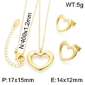 Conjunto de joyas doradas de tres piezas con collar y pendientes de corazón - Juego de 2 Piezas Dorado (KS138697-KLX)