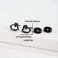 Detail showing dimensions of black rabbit hollow stud earrings measuring 0.6cm by 0.7cm - Rabbit (065) / Black