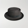 Classic black wool felt pork pie hat with flat top and matching satin ribbon band - 57cm / Black