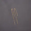 Pendientes de hilo en acero inoxidable chapado en oro 18K con borla de 9cm para mujer - Dorado