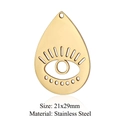 Gold stainless steel evil eye pendant with 21x29mm dimensions on a white background - Gold Tear Drop Eye