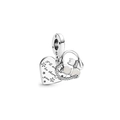 Macro shot of silver heart charm with cat detail and I'll always be there for you engraving - I'll Always Be There For You