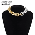 Exaggerated chunky acrylic chain necklace in dual-tone gold and silver finish - Gold & Silver Two-Tone Acrylic Chain