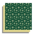 Papier cadeau de Noël vert foncé avec des motifs de flocons de neige jaunes et dorés - Flocon de Neige de Noël Style B Vert