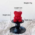 Red rose-textured bear candle holding a heart, height 6cm and weight 57g - Small Heart Bear (COCO Scent) / Red