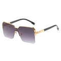 Chic oversized square sunglasses with gold metal frame and purple gradient lenses - Gold Frame Gradient Grey Lens