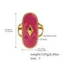 Stainless steel 18k gold plated open ring featuring a pink oval oil drip checkered design - US 7 / Rose Red