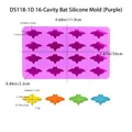 Purple 16-cavity bat silicone mold for Halloween candy and cookie DIY baking - 16-Cavity Bat Style (D5118-1D)