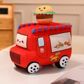 Red food truck plush toy featuring a removable mini burger and colorful fast food patterns - Red Burger Truck