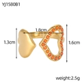 Elegante gouden ring met dubbel hartontwerp en oranje zirkoniet kristallen accent - Oranje Strass Stijl (YJ1580B1)