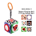 High contrast sensory baby cloth block with rings, ladybug patterns and safety mirror - Square Bell+Soft Mirror Stuffed Ball