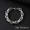 Polished 12mm silver stainless steel Cuban link bracelet with engraved diamond pattern textures - 21cm / Silver/12mm X-Pattern Link Bracelet