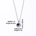 Detail view of blue zircon square pendant necklace showing dimensions and weight metrics - Dark Blue Style (N00401-10)