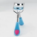 Sky blue stainless steel eyelash curler with built-in comb and pink heart detail - Blue Handle Rose Red Heart (With Comb)