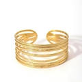 Macro shot of gold-plated geometric textured multi-layer cuff bracelet details - Multi-layer Fine Texture Style (3-DQ-W-001)