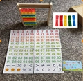 Educational wooden math learning set with colorful counting beads and number cards - Small Abacus with 100 Counting Sticks