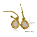 Boucles d'oreilles gouttes en acier doré 14K avec nacre blanche et bordure perlée - Goutte d'eau