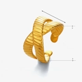 Anello incrociato in acciaio inossidabile dorato con texture verticale e regolabile - Oro