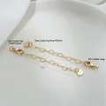 14K gouden hartvormige verlengketting met karabijnsluiting en Love bedelhanger - Hart LOVE 14K Verguld