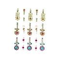 Close-up of DIY acrylic face gems with rhinestones and pearls in various colorful patterns - ET-26 Colorful Combined Pattern