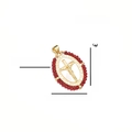 Collier plaqué or 18k avec médaille ovale en cristal rouge et pendentif religieux - Or/Cristal Rouge