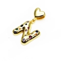 Gold plated letter N pendant necklace with colorful cubic zirconia and heart clasp - Pendant Only / Letter N