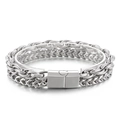 Doppellagiges geflochtenes Edelstahlarmband in Silber mit quadratischem Verschluss - 23CM / Stahlfarbe