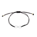 Adjustable black braided infinity symbol friendship bracelet with silver alloy accents - Infinity Woven Rope Style / Black