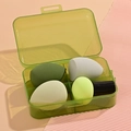 5-piece makeup blender set featuring a green storage case and colorful sponges - 3 Sponges + Mushroom Head Puff [Green]