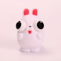 White rabbit squeeze toy with popping big eyes for stress relief and fun - Pop Out Eyes White Rabbit