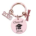 Detail of rose gold Class of 2026 graduation keychain with graduate scroll charm - Rose Gold (k544)