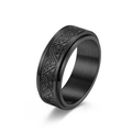 Schwarzer Spinner-Ring aus Edelstahl mit nordischem Keltenknoten-Design und mattem Finish - US 8 / Schwarz