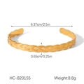 Detailmaße des 18K vergoldeten Edelstahlarmreifs mit gedrehtem Seildesign - Feiner Webmuster-Stil (HC-B20155) / Gold