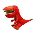 Plush red T-Rex hand puppet toy with soft fabric and detailed yellow dinosaur teeth - 35cm / Red Dinosaur