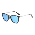 Kids oval sunglasses with black frames and blue reflective lenses for outdoor sun protection - Black Frame Blue Mirror Polarized C7