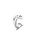 Anillo ajustable minimalista de plata de ley S925 con diseño de ondas para mujer - Plata 925 / Plateado