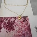French vintage gold double layer necklace featuring a minimalist bean pendant and clip chain - Letter C (20240329（3-6-10）)