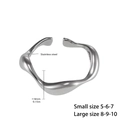 Minimalist silver wavy stainless steel open ring in adjustable small and large sizes - Adjustable 5-7 / Steel