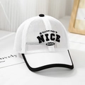 Detail of breathable mesh kids baseball cap with high-quality 3D letter embroidery - 52cm (3-6 Years) / White