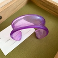 Purple translucent acrylic open bangle with blue glitter and starry sky effect - Wide Open Starry Style (99#) / Purple