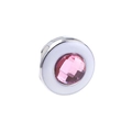 Silver bead with pink crystal center and white enamel ring for 10mm mesh bracelet - Silver Round White Edge Pink Crystal