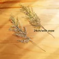 Artificial snowy cedar pine branches set of two 24cm for Christmas DIY decor - Snow-covered PE Plastic Leaf P (Set of 2)