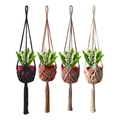 Handmade macrame plant hangers in four colors with bohemian tassels for balcony decor - Combination Set (Pack of 4)