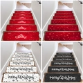 Detail of Christmas stair treads with Merry Christmas text and snowflake patterns - Merry Christmas English Print (BD202408026)