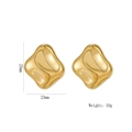 Unregelmäßige Ohrstecker aus Flüssigmetall in Gold Hochglanzpoliert 25mm x 23mm - 1142 Gold