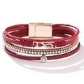 Fashionable red multi-layer leather bracelet with heart infinity charms and magnetic clasp - Red Infinity Multi-layer Bracelet