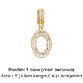 Macro shot of gold pendant letter O with round and baguette zircon inlay details - Letter O Pendant
