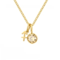 18K gold plated necklace featuring Sagittarius zodiac symbol and champagne gemstone - November